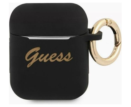 Guess Apple  AirPods 1/2 cover Silicone Vintage Script case Black Neoriģinālie Maciņi