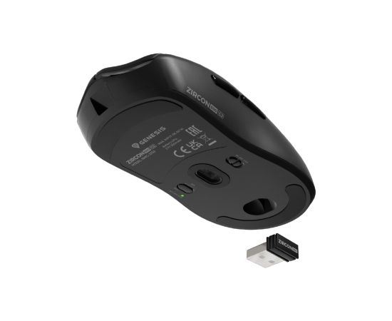 Genesis ZIRCON 500 G2 Wireless/Wired Gaming Mouse 2.4 GHz, Bluetooth, USB Black Peles, ievadierīces