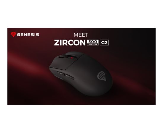 Genesis ZIRCON 500 G2 Wireless/Wired Gaming Mouse 2.4 GHz, Bluetooth, USB Black Peles, ievadierīces
