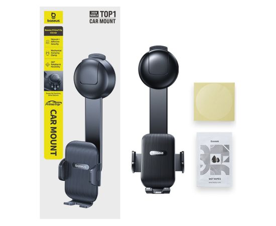 Baseus Automašīnas stiprinājums ar piesūcekni PrimeTrip C03 Air, melns Telefonu Turētāji Auto Velo Moto