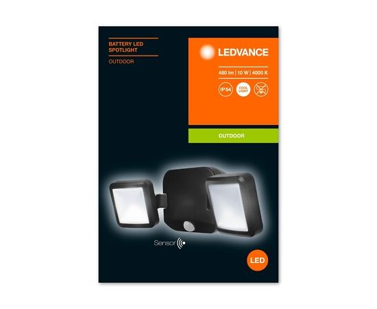 Battery LED Spotlight Sensor 10W 4000K IP54 Black Наружное освещение