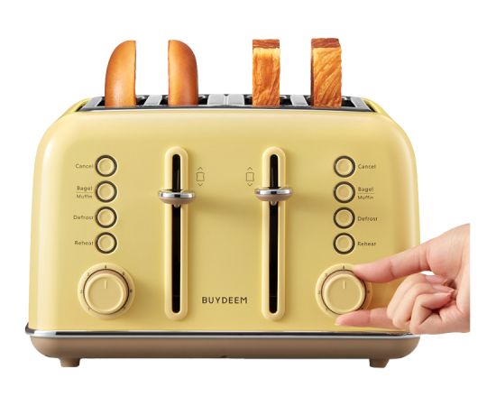 BUYDEEM 4 Slice Toaster, model DT640E, color Mellow Yellow, EU Тостеры для сэндвичей