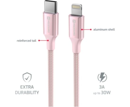 Swissten Textile II USB-C - Lightning Datu un Uzlādes Vads 1.5m Data USB kabeļi
