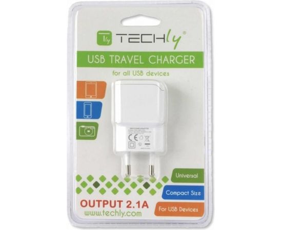 Techly Slim USB charger 5V 2.1A white