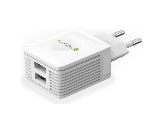 Techly Two ports USB charger 230V -> 2x USB 5V 2.1A & 2.1A white