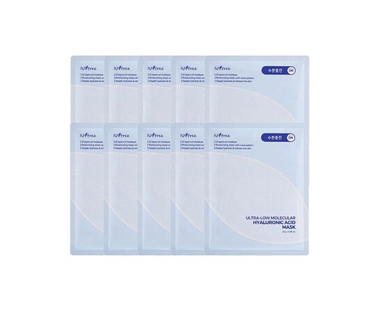 Isntree Ultra-Low Molecular Hyaluronic Acid Masks - Sada hydratačních textilních masek 25.0g Духи и косметика