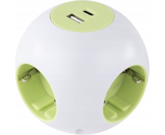 Rebel REV PowerGlobe Steckdosenwürfel 4-fach USB weiß-gr.1,4m015408112 Jaunumi - Sports