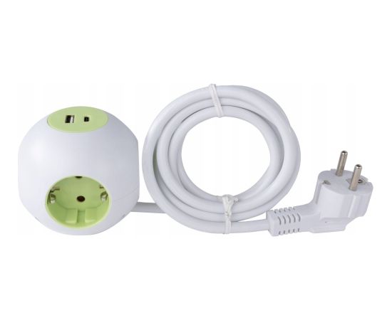 Rebel REV PowerGlobe Steckdosenwürfel 4-fach USB weiß-gr.1,4m015408112 Jaunumi - Sports