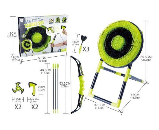 Enero 4-vienā SPĒĻU KOMPLEKTS: ŠAUTRIŅAS, LOKS, CIRVIJS, ŠURIKENS Šautriņas un aksesuāri