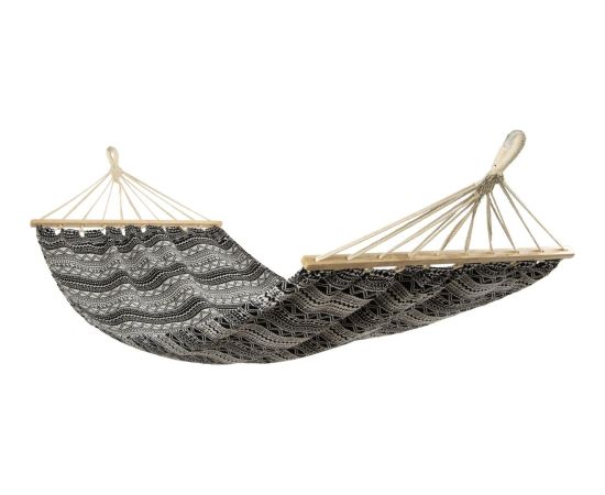 Royokamp Dārza šūpuļtīkls diviem cilvēkiem 200x147 cm ar izpletņa stieni, etno, melns un balts гамаки