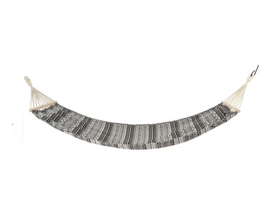 Royokamp Dārza šūpuļtīkls diviem cilvēkiem 200x147 cm ar izpletņa stieni, etno, melns un balts гамаки