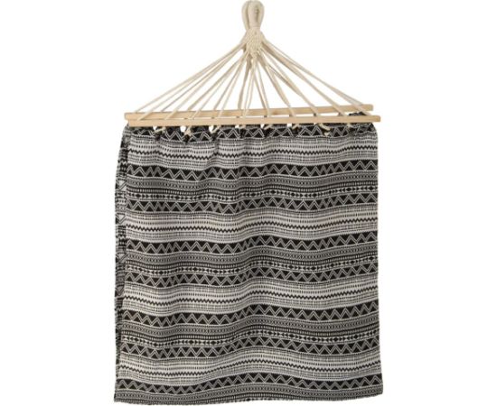 Royokamp Dārza šūpuļtīkls diviem cilvēkiem 200x147 cm ar izpletņa stieni, etno, melns un balts гамаки