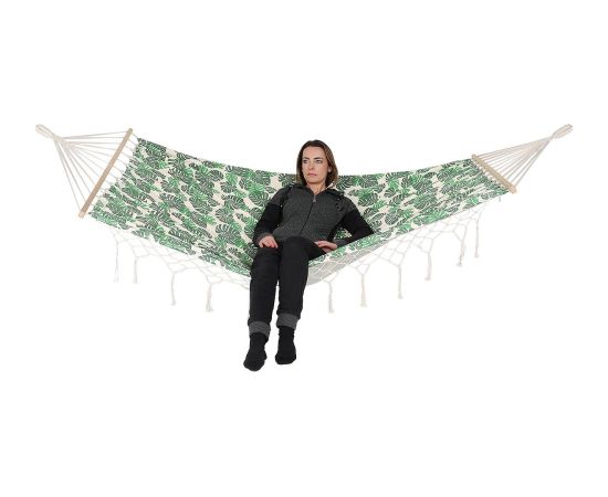 Royokamp Dārza šūpuļtīkls diviem cilvēkiem 200x150cm ar izpletņa stieni un bārkstīm Miami Natura Jungle гамаки