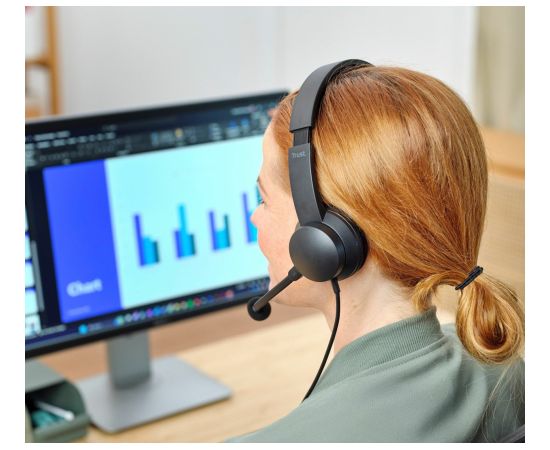 Trust HS-260 Headset Wired Neck-band Office/Call center USB Type-A Black Austiņas