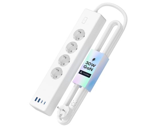 Meross MSP844(EU) smart fast charging power strip, 4 outlets + 2x USB-A + 2x USB-C (Matter) Viedās lampas un spuldzes