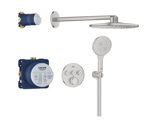 Grohe iebūvējama dušas sistēma ar termostatu SmartControl Rainshower SmartActive 310, supersteel Dušas un komplekti