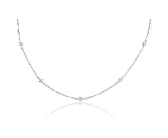 Серебряное колье #2500136(PRh-Gr)_CZ, Серебро 925°, родий (покрытие), Цирконы, длина: 42 см, 2.7 гр. Bez akmeņiem