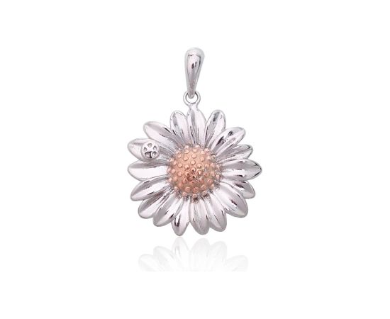 Серебряный кулон #2301960(PRh-Gr+PAu-R), Серебро 925°, родий (покрытие)/, красное золото (покрытие), 2.5 гр. Ar zelta pārklājumu