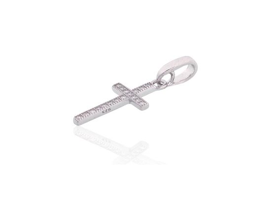 Серебряный кулон #2301729(PRh-Gr)_CZ, Серебро 925°, родий (покрытие), Цирконы, 0.5 гр. Krustiņi un ikonas