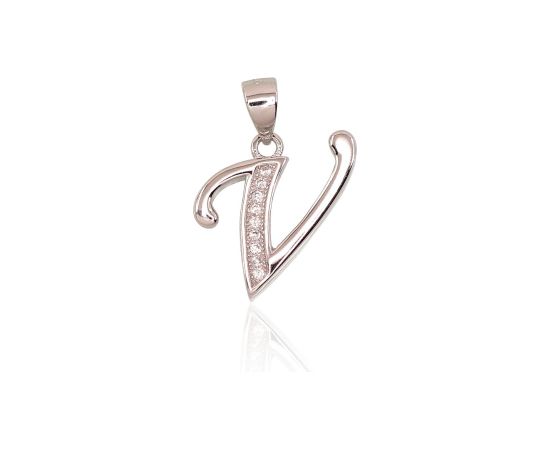 Серебряный кулон #2301625(PRh-Gr)_CZ, Серебро 925°, родий (покрытие), Цирконы, 1.4 гр. Burti