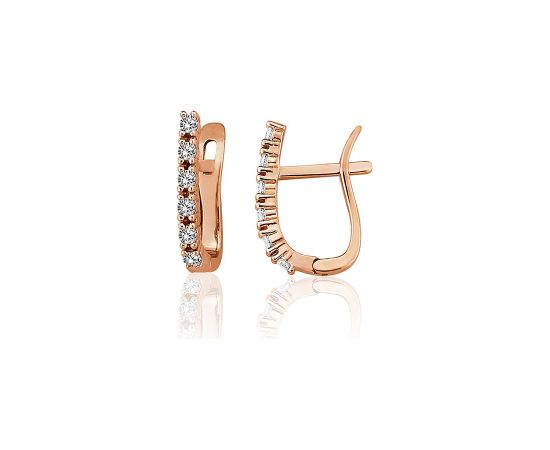 Золотые серьги на английском замке #1201788(Au-R)_CZ, Красное Золото 585°, Цирконы, 2.2 гр. Zelta auskari ar "angļu" slēdzēju