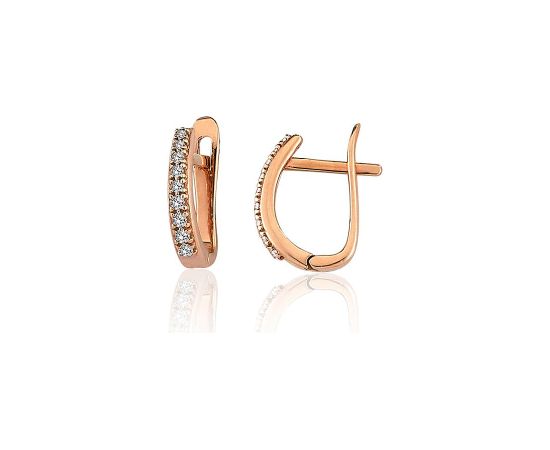 Золотые серьги на английском замке #1201786(Au-R)_CZ, Красное Золото 585°, Цирконы, 2.17 гр. Zelta auskari ar "angļu" slēdzēju