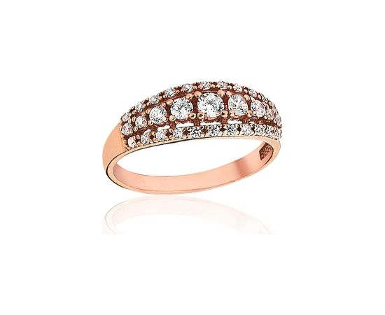 Zelta gredzens #1101253(Au-R)_CZ, Sarkanais Zelts 585°, Cirkoni, Izmērs: 18.5, 2.81 gr. Sieviešu