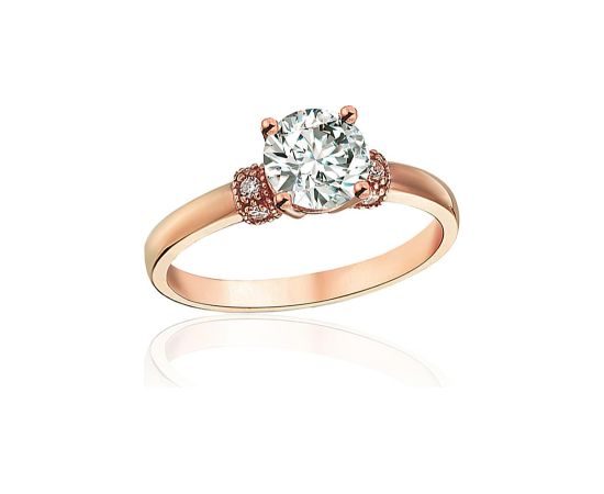 Zelta gredzens #1101251(Au-R)_CZ, Sarkanais Zelts 585°, Cirkoni, Izmērs: 20.5, 2.73 gr. Saderināšanās gredzeni