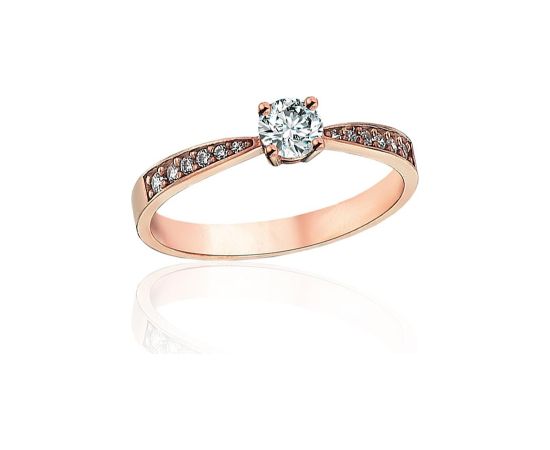 Zelta gredzens #1101250(Au-R)_CZ, Sarkanais Zelts 585°, Cirkoni, Izmērs: 17.5, 1.96 gr. Saderināšanās gredzeni