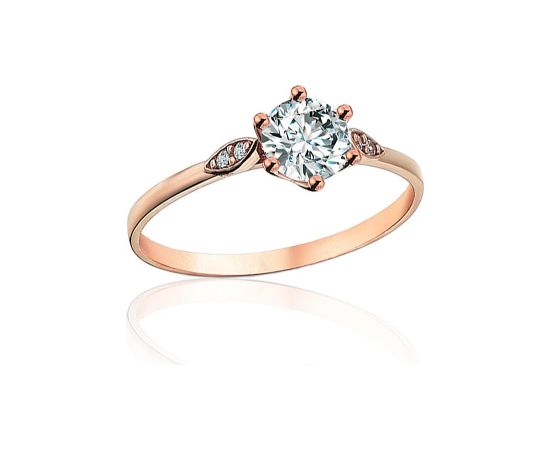 Zelta gredzens #1101249(Au-R)_CZ, Sarkanais Zelts 585°, Cirkoni, Izmērs: 21, 1.73 gr. Saderināšanās gredzeni