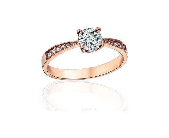 Zelta gredzens #1101248(Au-R)_CZ, Sarkanais Zelts 585°, Cirkoni, Izmērs: 19.5, 2.37 gr. Saderināšanās gredzeni