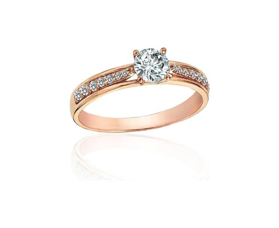 Zelta gredzens #1101246(Au-R)_CZ, Sarkanais Zelts 585°, Cirkoni, Izmērs: 20.5, 2.04 gr. Saderināšanās gredzeni