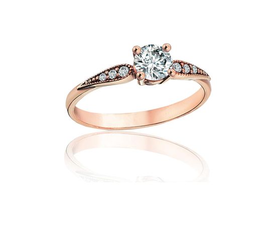 Zelta gredzens #1101245(Au-R)_CZ, Sarkanais Zelts 585°, Cirkoni, Izmērs: 20, 2.14 gr. Saderināšanās gredzeni