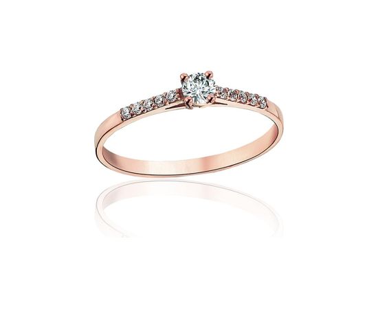 Zelta gredzens #1101243(Au-R)_CZ, Sarkanais Zelts 585°, Cirkoni, Izmērs: 18, 1.11 gr. Saderināšanās gredzeni