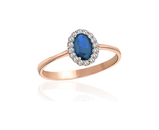 Zelta gredzens #1101241(Au-R)_CZ+CZ-B, Sarkanais Zelts 585°, Cirkoni, Izmērs: 18.5, 1.34 gr. Sieviešu