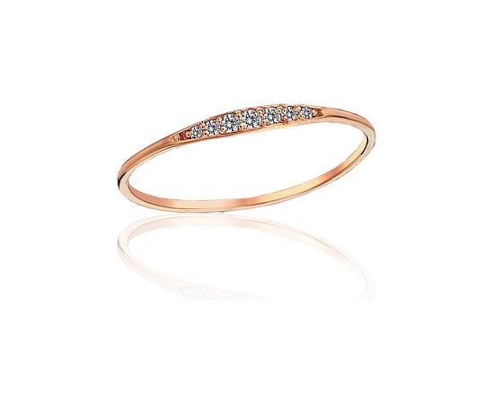 Zelta gredzens #1101233(Au-R)_CZ, Sarkanais Zelts 585°, Cirkoni, Izmērs: 17.5, 0.6 gr. Sieviešu