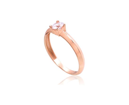 Zelta gredzens #1101077(Au-R)_CZ, Sarkanais Zelts 585°, Cirkoni, Izmērs: 18, 1.64 gr. Saderināšanās gredzeni