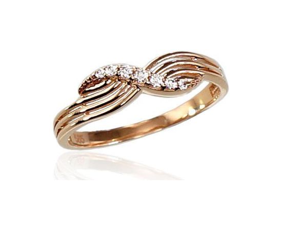 Zelta gredzens #1100317(Au-R)_CZ, Sarkanais Zelts 585°, Cirkoni, Izmērs: 20.5, 1.9 gr. Sieviešu