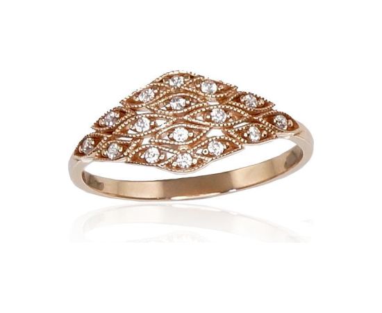 Zelta gredzens #1100179(Au-R)_CZ, Sarkanais Zelts 585°, Cirkoni, Izmērs: 21, 2.21 gr. Sieviešu