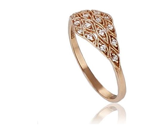 Zelta gredzens #1100179(Au-R)_CZ, Sarkanais Zelts 585°, Cirkoni, Izmērs: 20.5, 2.16 gr. Sieviešu