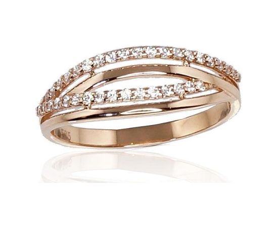 Zelta gredzens #1100178(Au-R)_CZ, Sarkanais Zelts 585°, Cirkoni, Izmērs: 21, 1.98 gr. Sieviešu