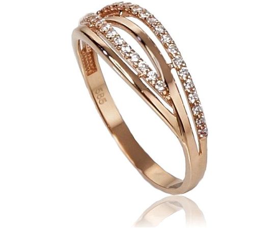 Zelta gredzens #1100178(Au-R)_CZ, Sarkanais Zelts 585°, Cirkoni, Izmērs: 20.5, 2 gr. Sieviešu