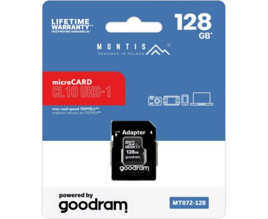 microSD 128GB CL10+adapter MT072-128 Montis by Goodram Новинки Компьютерная техника