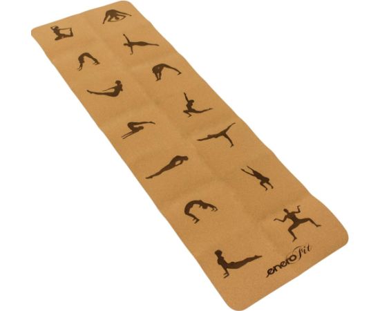 Korķa salokāms jogas paklājiņš 183x61x0,4cm ENERO FIT Vingrošanas paklājiņi
