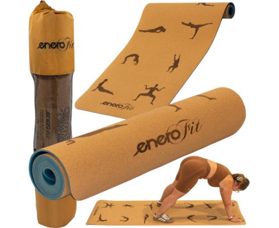 KORĶA JOGAS PAKLĀJS 183x61x0.4CM ENERO FIT Vingrošanas paklājiņi