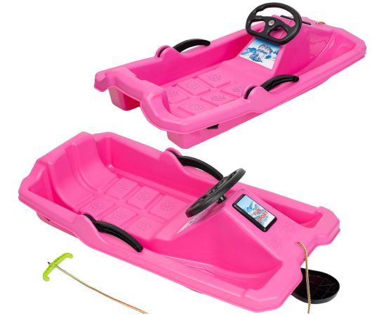 Enero PLASTMASAS RAGAVAS AR BREMZI UN STŪRI ADAŚ 84x43x25CM ROZĀ Ragavas 