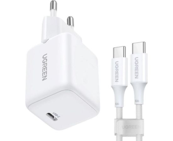 UGREEN X513 30W GAN 1X USB-C Mains Charger + 1M USB-C Cable - White Зарядные устройства