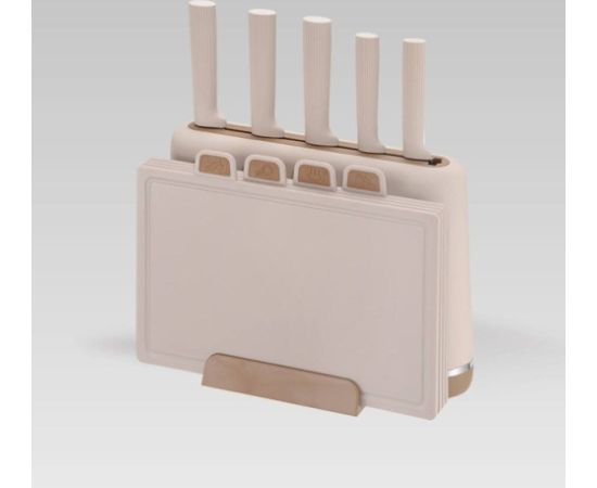 Maestro MR-1412-BEIGE Knife set with block + Cutting board set Beige Naži