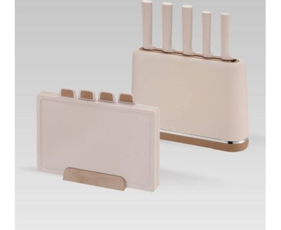 Maestro MR-1412-BEIGE Knife set with block + Cutting board set Beige Naži