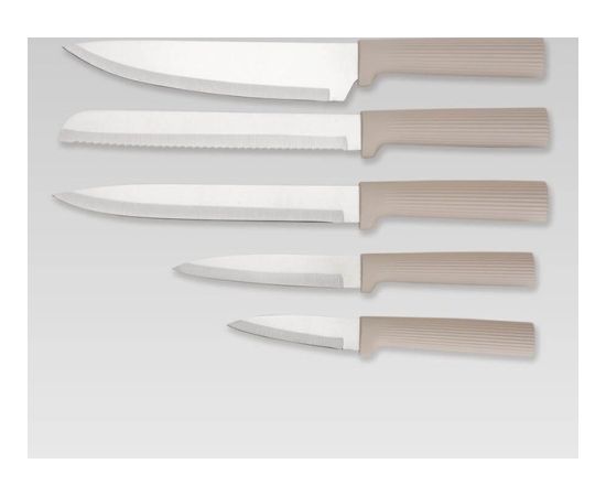 Maestro MR-1412-BEIGE Knife set with block + Cutting board set Beige Naži